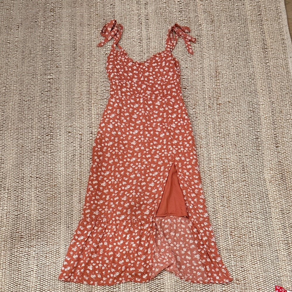 Abercrombie & Fitch Terracotta Floral Midi Dress